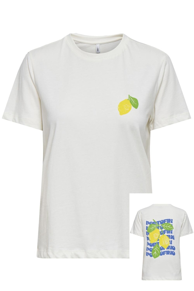 ONLFELICIA S/S PRINT TOP BOX CS OX 15358299 CLOUD DANCER/LEMONS